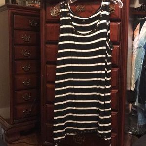 Soft Surroundings black/cream striped beaded tank.